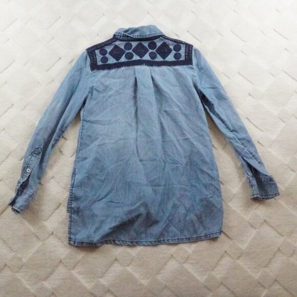 HOLDING HORSES Chambray Button up Top Womens XXS Blue Western Rodeo Cowgirl - Picture 9 of 11